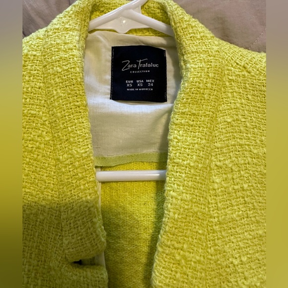 Tweed zara blazer in bright lime green - Picture 6 of 8
